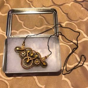 Steampunk Pendant Necklace w/ Movable Wooden Gears
